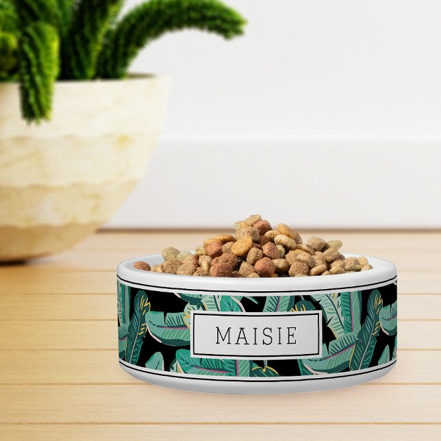 Personalised Tropical Botanical Leaf Pattern Pet Bowl (Creator Uploaded)