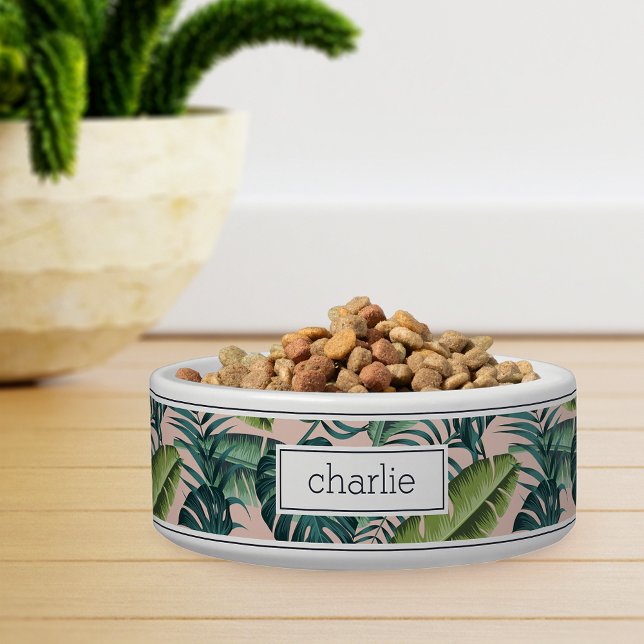 Personalised Tropical Botanical Leaves Pattern Pet Bowl (Creator Uploaded)