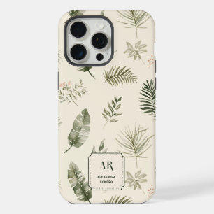 Personalised Tropical Botanical Monogram iPhone 15 Pro Max Case