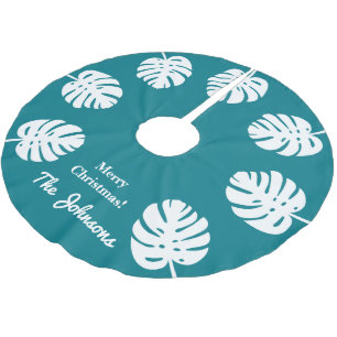 Personalised tropical Christmas palm leaf Holiday Brushed Polyester Tree Skirt