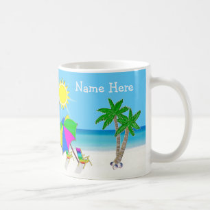 Personalised Tropical Coffee Mugs, 2 Text Boxes Coffee Mug