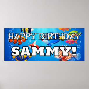 Personalised tropical fish HAPPY BIRTHDAY  Poster