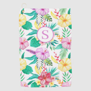 Personalised Tropical Floral Golf Towel
