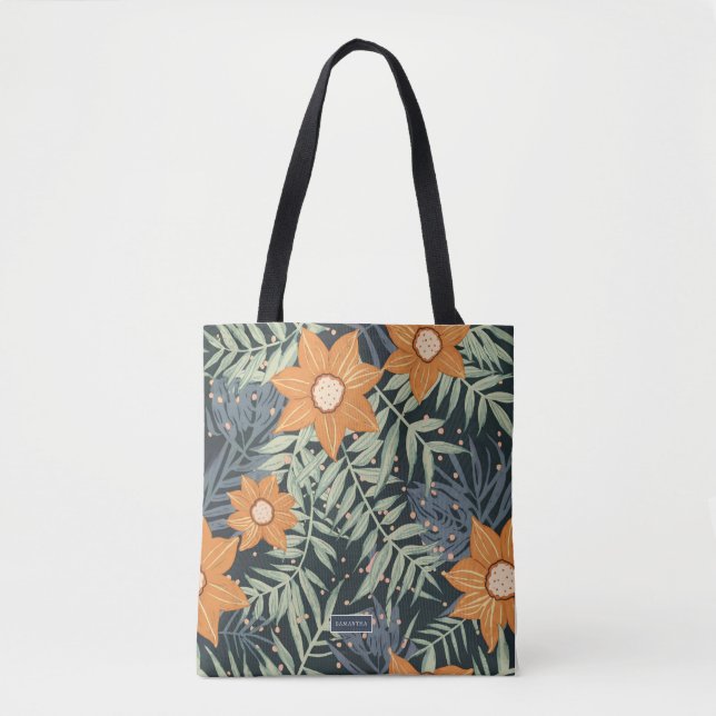 Personalised Tropical Floral Leaves  Tote Bag (Front)