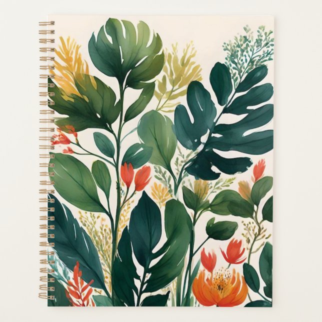 Personalised Tropical Floral Print Planner (Front)