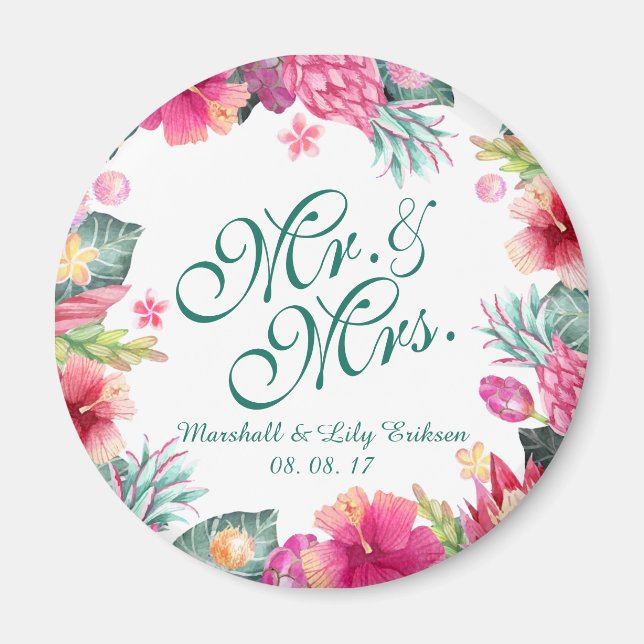 Personalised Tropical Floral Wedding | Magnet (Front)