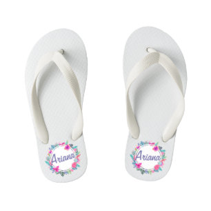 Personalised Tropical Floral Wreath   Flip Flops
