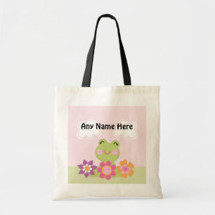 Personalised Tropical Frog w/Flowers Tote Bag