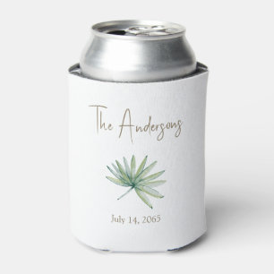 Personalised Tropical Greenery Wedding Favour Can Cooler