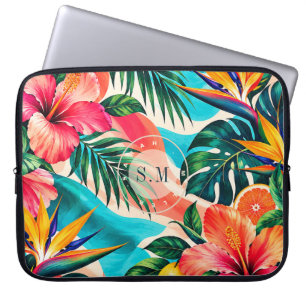 Personalised Tropical Hibiscus Floral Laptop Sleev Sleeve