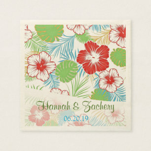 Personalised Tropical Hibiscus Hawaiian Wedding Napkin