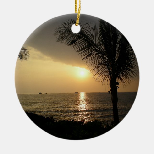 Personalised Tropical Holiday Ornament (Front)