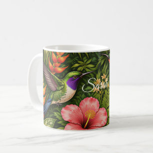 Personalised Tropical Hummingbird Vibrant Coffee Mug