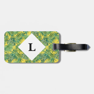 Personalised Tropical Leaves Bright luggage tag