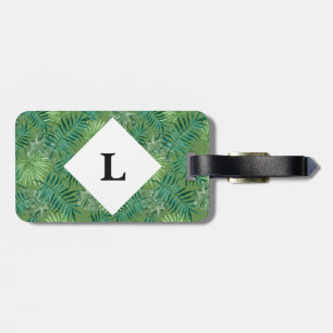 Personalised Tropical Leaves Green luggage tag