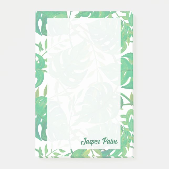 Personalised Tropical Leaves Post-it Notes (Front)