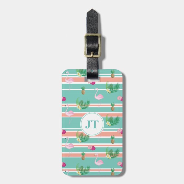 Personalised Tropical Luggage Tag (Front Vertical)