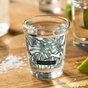 Personalised Tropical Monstera Leaf Shot Glass