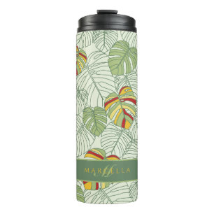 Personalised Tropical Monstera Leaves Tumbler