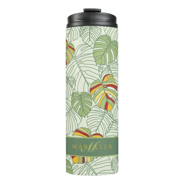 Personalised Tropical Monstera Leaves Tumbler (Front)