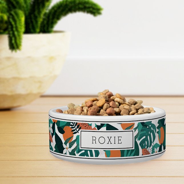Personalised Tropical Orange Blossom Pattern Pet Bowl (Creator Uploaded)