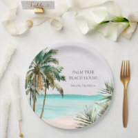 Personalised Tropical Palm Tree Leaves Blue Beach