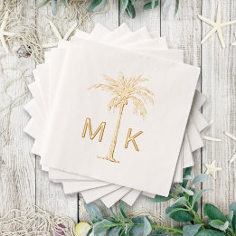 Personalised Tropical Palm Tree Monogram Foil Napkins