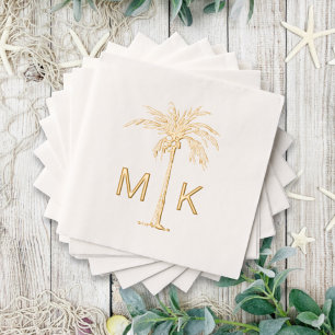 Personalised Tropical Palm Tree Monogram Foil Napkins