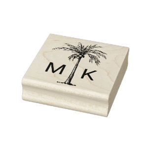 Personalised Tropical Palm Tree Monogram Rubber Stamp