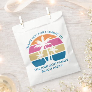 Personalised Tropical Palm Tree Sunset Beach Party Favour Bags