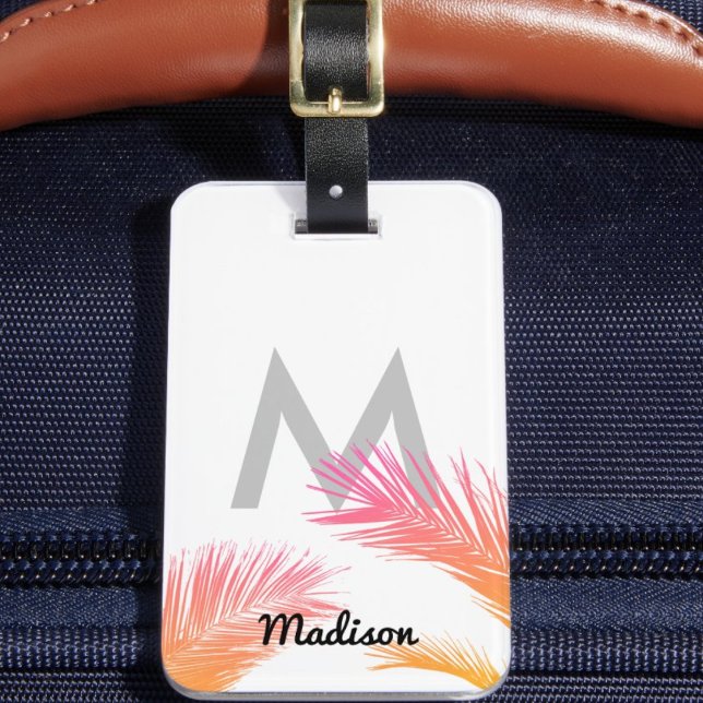 Personalised Tropical Palm Trees Monogram Custom Luggage Tag ("Everyday is abundantly beautiful." 
Sincerely Best Wishes from Lucky Design World)