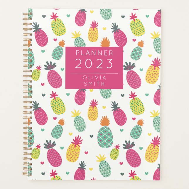 Personalised Tropical Pineapple pattern Planner (Front)