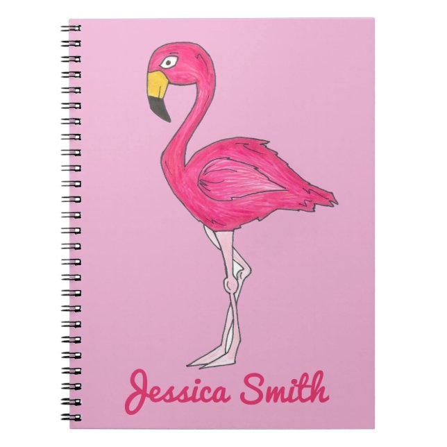 Personalised Tropical Pink Flamingo Bird Notebook (Front)