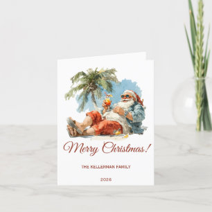 Personalised Tropical Santa Christmas Holiday Card