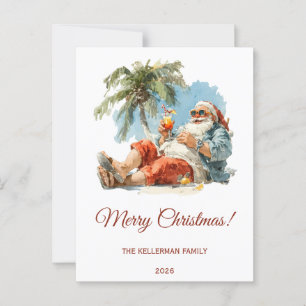 Personalised Tropical Santa Christmas Postcard