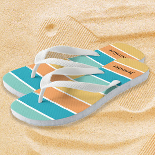 Personalised Tropical Stripes Monogram Jandals