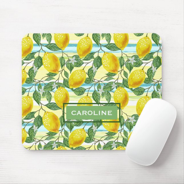 Personalised Tropical Summer Lemons Fruit Art Mouse Pad (With Mouse)