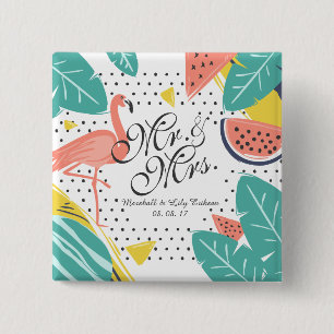 Personalised Tropical Summer Wedding Pin Button