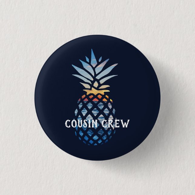 Personalised Tropical Sunset Pineapple 3 Cm Round Badge (Front)