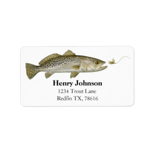 Personalised Trout Fishing Return Address Label