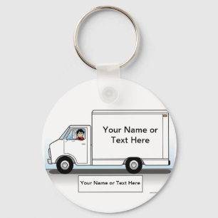 Personalised Truck Driver, Delivery - Male Cartoon Key Ring