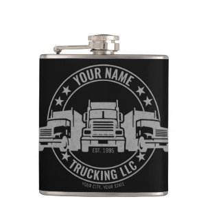 Personalised Trucker Big Rig Semi Truck Trucking  Hip Flask