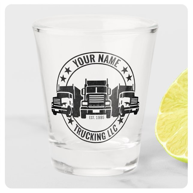 Personalised Trucker Big Rig Semi Truck Trucking Shot Glass (Creator Uploaded)