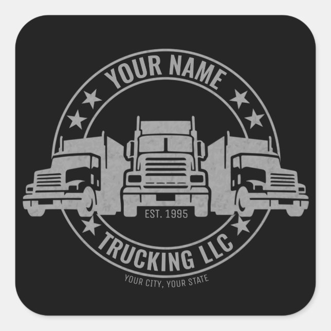 Personalised Trucker Big Rig Semi Truck Trucking  Square Sticker (Front)