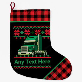 Personalised Trucker Semi Driver Ugly Christmas Large Christmas Stocking