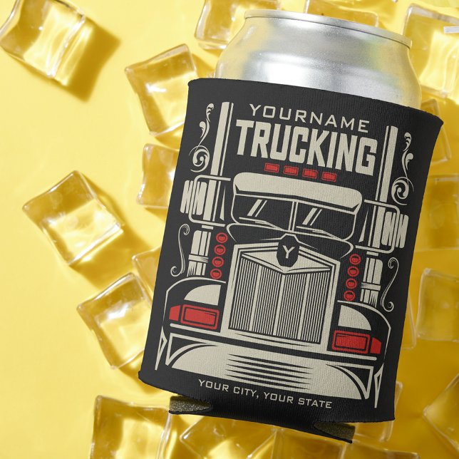 Personalised Trucking 18 Wheeler BIG RIG Trucker Can Cooler (Creator Uploaded)