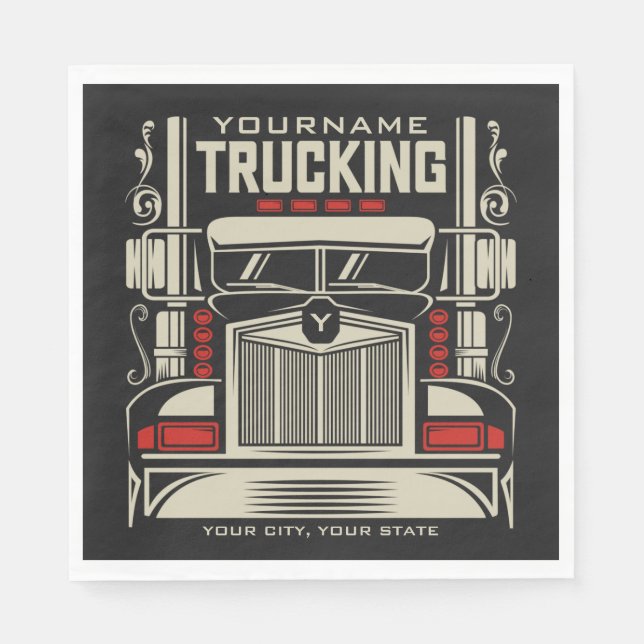 Personalised Trucking 18 Wheeler BIG RIG Trucker Napkin (Front)