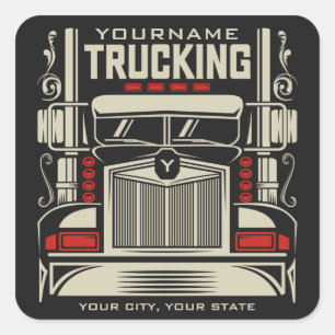 Personalised Trucking 18 Wheeler BIG RIG Trucker Square Sticker