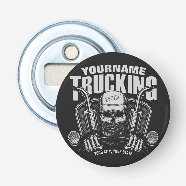 Personalised Trucking Skull Trucker Big Rig Truck  Bottle Opener (Front)