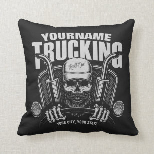 Personalised Trucking Skull Trucker Big Rig Truck Cushion